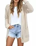 GLEENOD Strickjacke Damen Langarm Casual Lang Elegant Strickmantel Cardigan Open Front Strickpullover mit Taschen