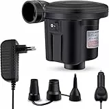 Elektrische Luftpumpe Pumpe mit 3 Luftdüse 2 in 1 Aufblasen und Entleeren Elektropumpe Power Pump für Aufblasbare Luftmatratze Matratze Kissen Bett Boot Schwimmring