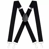 Hosenträger für Herren Extra Stark mit 4 robusten Karabiner Verschluss, 3,5 cm breit Passform für Damen Herren Einheitsgröße Einstellbar Elastisch Hosenträger für Arbeitshose Motorradhose X Schwarz