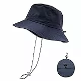 lifwimner Sonnenhut Damen Herren Fischerhut mit Kinnriemen Wasserdichter Eimer Damen Schnell Dry Packable Hut Sommer Outdoor Aktivitäten(Marine)