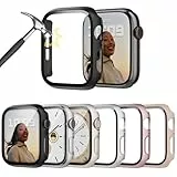 Lovmunia 6-Stück Hard Gehäuse mit Displayschutzfolie Kompatibel mit Apple Watch SE3(2025)/SE2/SE/6/5/4 44mm, Rundum PC Schutzhülle Eingebaut Kratzfest Gehärtetes Glas Schutzfolie für iWatch 44 mm