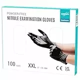 EUROPAPA 100x Nitrilhandschuhe Box Einweghandschuhe, Einmalhandschuhe, Untersuchungshandschuhe, Nitril Handschuhe, puderfrei, ohne Latex, unsteril, latexfrei, disposible gloves (XXL, Schwarz)