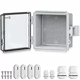 EYPINS Wasserdichter Verteilerkasten IP67, Anschlussdose Wasserdicht ABS Kunststoff Gehäuse außen Steckdosenkasten, Schaltkasten, Stromkasten mit Montagezubehör 15x15x9cm | Transparent Schaltschrank