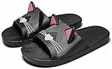Vunavueya Damen Dusch- und Badeschuhe Badelatschen Herren Badeschlappen Sommer Hausschuhe Slides Badesandalen Strand Pantoletten Schlupf-Hausschuhe Schuhe Schwarz Rosa 39/40 EU(40-41CN)