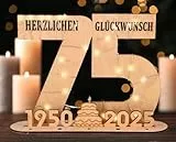 Giftota - 2025 Originelle 75 Geburtstag Geschenk Frauen & Männer - Geldgeschenke Geburtstag 75 mit LED Lichterkette Ständer - Holz-Schild Gästebuch - 75 Geburtstag Deko - Personalisierbares Geschenk