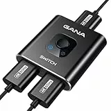 HDMI Switch HDMI Splitter 4K60Hz, GANA Ultradünn Aluminium Bidirektional HDMI Switch 2 in 1 Out oder 1 in 2 Out HDMI Verteiler Unterstützt UHD 4K für Xbox PS4 HDTV Blu-Ray DVD