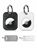 PROfezzion GPS Tag Halter Schutzhülle mit Schlüsselring, Tag & Etikettenpapier, Einhandbedienung, für Hundehalsband, Autoschlüssel, Rucksack, Kindertasche, Koffer (Schwarz+Weiß)