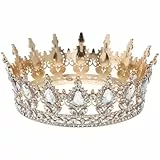 Veemoon Runde Strass Diadem Vintage Kristall Tiara Krone Glittering KöNiginnenkrone Glitzernde Barock Brautkrone Frcolor Hochzeitstiara Festzugskrone FüR Hochzeit Verlobung Abschlussball Party