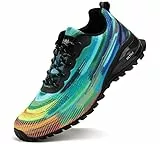 Kricely Traillaufschuhe Herren Leicht Atmungsaktiv Wanderstiefel rutschfest Laufschuhe Outdoor Fitness Straßenlaufschuhe（Tie-dye 42）