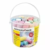EBERHARD FABER 526520 - Straßenkreide Glitzer 20er Eimer, 6 leuchtenden Farben Straßenmalkreide mit Glitzereffekt