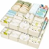 DIMJ Schubladen Organizer Kleidung Baby- 15er Set Faltbare Unterwäsche Kleiderschrank Organizer, Aufbewahrungsbox Stoff Schubladen Ordnungssystem für Hosen, Kleidung, Socken, Beige