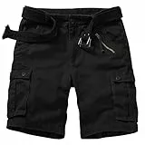 Ycfish Cargo Shorts Damen Kurze Hose Baumwolle Freizeit Kurze Hosen Multi Taschen Outdoorhose Wandershorts Bermuda Shorts Reißverschluss Arbeitsshorts Damen Sommer Kurze Black Tag29-DE 36