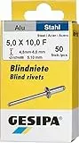 Gesipa Blindniete Mini-Pack 50 Stück (Alu/Stahl 5x10, Nietschaft-ø 5 mm, Scherkraft 2000 N, Zugkraft 2800 N, Flachrundkopf) 1433537