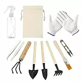 HONMOK 10 Stück Mini Gartenwerkzeug Set Bonsai Werkzeug Miniatur Gartengeräte Gartenarbeit Werkzeug für Sukkulenten Topfpflanze Gartenpflege Pflanzenpflege