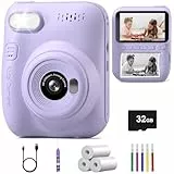 Kinderkamera, Hangrui Sofortbildkamera Kinder, 14MP 3,0 Zoll Bildschirm Kinderkamera Sofortbildkamera mit 32G Karte & Druckpapier, Kamera Kinder Sofortdruck mit 5 Farbige Stifte Geschenk für Kinders