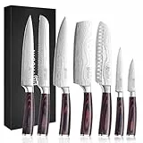 PAUDIN Messerset 7-teilig, Küchenmesserset aus hochwertigem Edelstahl, Profi Kochmesser mit scharfer Klinge, Küchenmesser mit ergonomischem Holzgriff, langlebiges Messer Set, Geschenkbox