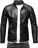 Crone Epic Herren Lederjacke Cleane Basic Leder Jacke in vielen Varianten und Farben (DE/NL/SE/PL, Alphanumerisch, XXL, Regular, Regular, Heavy Washed Schwarz (Rindsleder))