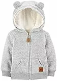 Simple Joys by Carter's Unisex Baby Hooded Sweater Jacket with Sherpa Lining Fleece-Jacke, Grau, 3-6 Monate