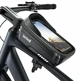 Lamicall 2-IN-1 Fahrradtasche Rahmen, Rahmentasche Fahrrad - [1S Schnellspanner] Wasserdichte Lenkertasche Fahrrad für 20-40mm Rahmen&Lenker, 1,3L Handytasche Oberrohrtasche mit TPU Touchscreen 4,7-7'