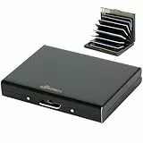 BONSYL® Ultradünnes Kreditkartenetui RFID-Schutz Metall Geldbörse Gegen Elektronische Diebe, Kreditkartenhüllen aus Edelstahl mit 8 PVC-Fächern für Damen und Herren. (8 Karten/Schwarz)