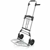 Brandson – Sackkarre klappbar – 150 kg Last – Transportkarre - Vollgummireifen –- inkl. Expanderseil – Aluminium – gummierter Griff – arretierbar auf 115 cm