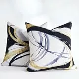 Wosendy Schwarze abstrakte Dekokissenbezüge, dekorative Couchüberzüge für Heimdekoration, moderne Kissenbezüge, für Sofa, Bett, Couch, Wohnzimmer, Schlafzimmer, 45,7 x 45,7 cm, 2 Stück