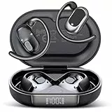 STECEi Open-Ear Kopfhörer 5.4 Bluetooth Kopfhörer, 2025 Verstellbare Ohrhaken Kopfhörer Kabellos Bluetooth starker Bass, 36H Spielzeit kopfhörer Sport IP7 Wasserfest für Sport, Laufen, LED, Schwarz