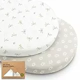 2-Pack Spannbettlaken Babybett für Mädchen, Junge - Bamboo Spannbettlaken Kinderwagen Kompatibel mit Halo Stubenwagen, Chicco, Baby Delight, Graco, Unisex Beistellbett Spannbettlaken (Meadow)