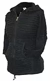 SHOPOHOLIC FASHION Kapuzenpullover mit Geschlitztem Rasiermesserschnitt für Damen (Schwarz, XL)
