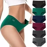 PULIOU Unterhosen Damen Baumwolle Stretch Unterwäsche Frauen Slips Mittel Taille Atmungsaktiv Panties Hipster Mehrpack 6er Pack, Dunkle M