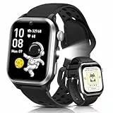 RUXINGX Smartwatch Kinder, 1,52″ Schrittzähler, Kinderuhr mit 170+ Sport, Elektrohaustier, Herzfrequenz, Schlaf, Hörbuch, 20 Spiele Lernkarten, Wecker IP68 Wasserdicht Geschenk Mädchen/Jungen, Schwarz