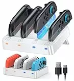 [Fit für Switch 2&1] 8 in 1 Controller Ladestation für Joy Con 2 & 1, WAXITY Schnelle Magnetische Horizontale Ladegerät für Nintendo Switch 2/Switch1/OLED Modell Zubehör mit USB Ladekabel(Weiß)