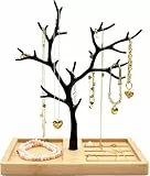 Galeara design Schmuckbaum Weiß Gold, Schmuckhalter Weiß, Schmuckständer Schwarz, Schmuckaufbewahrung Rose Gold Wohnung Dekoration Aluminum Deko Metall (Furo- Schwarz Bambus)