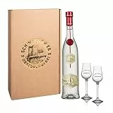 Obstbrand Birne 0,5l + 2 Obstbrandgläser (40% Vol) | Williams Birnenbrand Geschenkset mit Gläsern - Präsent | Schwechower Brennerei (1229)