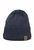 Elkline Strickmütze mit farbigem Rand und Fleece, Farbe:dunkelblau