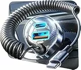 LISEN Schnell Auto Ladegerät 65W + 30W Aufroll-Spiralkabel, Zigarettenanzünder USB C [Dual Chip PD&QC3.0] KFZ Ladegerät für iPhone 16 15 14 Pro Max, Galaxy S25 S24
