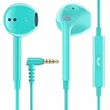 LUDOS Zenith Kopfhörer In Ear Kopfhörer mit Kabel und Mikrofon, 2-Jahre Garantie, In Ear Ohrhörer, 3,5 mm Klinkenstecker Earbuds, Satte Bässe Earphones, Headphones für iPhone, iPad, Samsung - Türkis