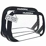 HUDORA Pop Up-Fußballtor 2er Set - Faltbare Fußballtore für Kinder & Erwachsene - Fußballtorset Garten mit Tragetasche & Heringen - Fußball-Tore für Garten / Park & Strand