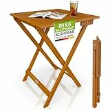 Juskys® Beistelltisch Zadar XL - Klappbar für platzsparende Nutzung, aus geöltem Akazienholz, ideal für Garten und Balkon, 76x60x60 cm