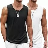 COOFANDY Herren Tank Top Sport Ärmelloses Shirt Sport Funktionsshirt Fitness Männer Muskelshirt Gym Achselshirt Sleeveless Top Schwarz/Weiß (2 Stück) M