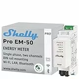 Shelly Pro EM 50A | WLAN & LAN 1-Phasen-Energiemesser mit Schützsteuerung | Leistungsmessung | Hausautomation | PV-Systeme | Alexa & Google Home | iOS Android App | Kein Hub Erforderlich