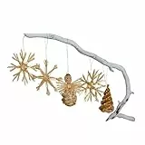 HEITMANN DECO Strohschmuck Set 32-teilig – Traditioneller Christbaumschmuck aus Naturstroh – Sterne, Kugeln & Zapfen mit Aufhängung für den Weihnachtsbaum