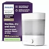 Philips AVENT Babyfläschchen-Sterilisator und -Trockner Premium, entfernt 99,9% der Bakterien, chemikalienfrei, Kapazität für 6 Fläschchen/Sauger/Zubehörteile, Modell SCF293/00