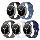 MoKo 5 Stück Sport Armband für Samsung Galaxy Watch 8 Armband 40mm 44mm/Galaxy Watch 8 Classic 46mm, Weiches Sillikon Uhrenarmband Ersatzarmband für Herren Damen, M/L, Multicolor B