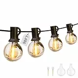 IKERY USB-Lichterkette für den Außenbereich, 30 m, warmweiß, 50 + 2 COB-Glühbirnen, IP65 wasserdicht, festliche Lichter für den Außenbereich, Innenbereich, Garten-Lichterkette für Pavillon,