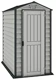 Duramax EverMore 4 x 6 (1.99 m²) Kunststoff gerätehaus, Wetterfeste Aufbewahrungslösung für den Außenbereich, mit Kunststoffboden, robuster Struktur und wartungsfreiem Vinylschuppen, Adobe & Grey