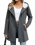 Vancavoo Fleecejacke Damen Sweatjacke mit Kapuze Übergangsjacke Hoodie Jacke Elegant Kapuzenpullover Frühling Herbst Lang Kapuzenjacke mit Taschen,Dunkelgrau,XL