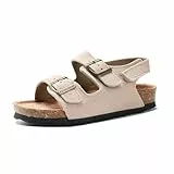 Yeeteepot Kinder Kork Sandalen Jungen Mädchen Riemen Verstellbare Schnalle Sandaletten Atmungsaktiv Trekkingsandalen rutschfeste Hausschuhe Strandschuhe Beige 28 EU