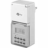 Goobay 51301 Digitale Zeitschaltuhr / IP44 / Programmierbar / Indoor und Outdoor / LCD Display / Leicht zu bedienende / -10°C - 40°C / Dauerbetrieb möglich / Back Up Akku für 4 Tage / Weiß