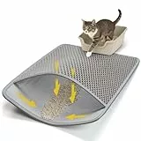 Conlun Katzenstreu Matte Katzenklo Matte 60x46 cm, Wabenförmiges Doppellagiges Design, Urin- und Wasserdichtes Material, Katzenklo Unterleger Grau